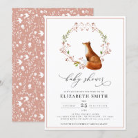 Woodland Fox Floral Waterverf Girl Baby shower