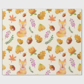 Woodland Fox Foliage Waterverf Cadeaupapier (Vlak)