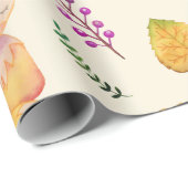 Woodland Fox Foliage Waterverf Cadeaupapier (Rol Hoek)