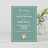 Woodland Fox Forest Baby shower Invitation Kaart (Staand voorkant)