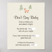 Woodland Fox Girl Baby shower Zeg geen Baby Poster (Voorkant)