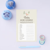Woodland Fox Girl Shower Baby Word Scramble Game Flyer (Enkel)