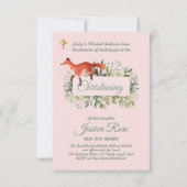 Woodland Fox Girls Christening Invites Baptism (Voorkant)