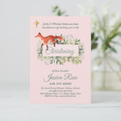 Woodland Fox Girls Christening Invites Baptism (Staand voorkant)