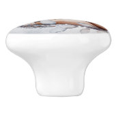 Woodland Fox Gray Leaves Winter Waterverf Keramische Knop (Zijkant)