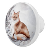 Woodland Fox Gray Leaves Winter Waterverf Keramische Knop (Rechts)