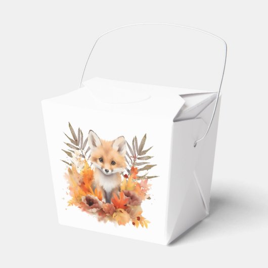 Woodland Fox Green Waterverf Leaf Baby shower Bedankdoosjes (Voorkant Zijde)