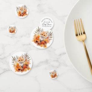 Woodland Fox Green Waterverf Leaf Baby shower Confetti