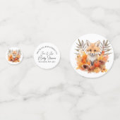 Woodland Fox Green Waterverf Leaf Baby shower Confetti (Achterkanten)