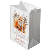 Woodland Fox Green Waterverf Leaf Baby shower Medium Cadeauzakje (Voorkant Gekanteld)