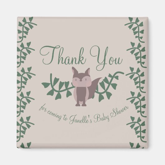 Woodland Fox Greenery Baby shower Rustic Gifts, ma Magneet (Voorkant)