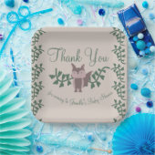 Woodland Fox Greenery Baby shower Rustic Papieren Bordje (Feest)