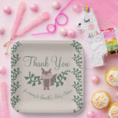 Woodland Fox Greenery Baby shower Rustic Papieren Bordje (Feest)