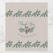 Woodland Fox Greenery Baby shower Rustic Wijn Etiket (Enkel label)