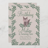Woodland Fox Greenery Birthday Party Rustic Kaart (Voorkant / Achterkant)