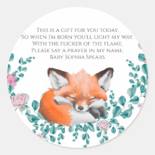 Woodland Fox Greenery - Gebedskaarsenlabel Ronde Sticker