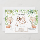 Woodland Fox, Greenery, Roos Gold Baby Boy Shower Kaart (Voorkant)