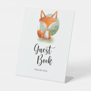 Woodland Fox - Guest book Reclamebord Met Voetstuk