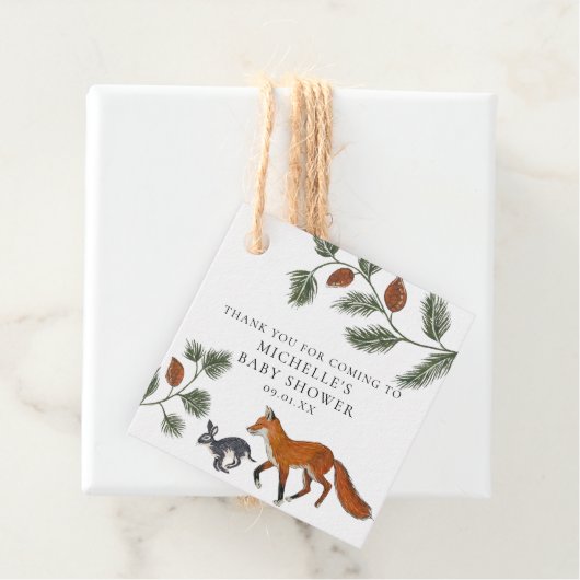 Woodland Fox & Hare Baby shower Verjaardag Bedankjes Labels (In situ)