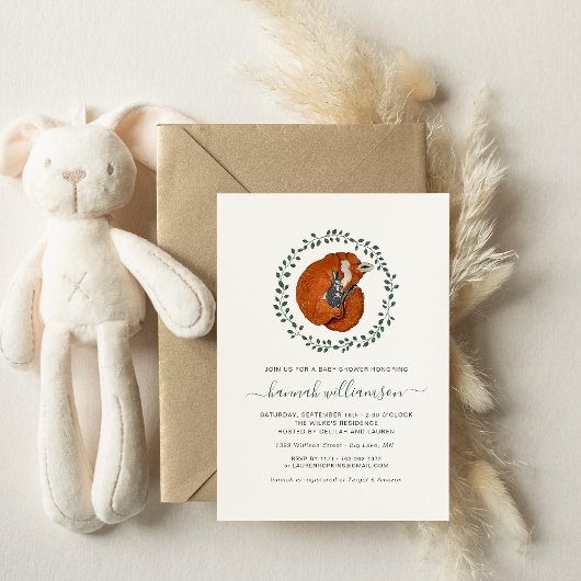 Woodland Fox & Hare | Bos Baby shower Uitnodiging Briefkaart