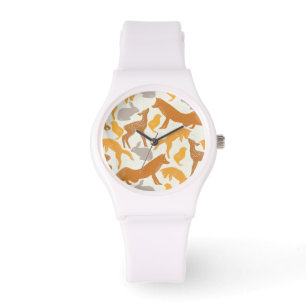 Woodland Fox Hare Chicken Oranje Autumn Pattern Horloge
