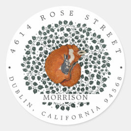 Woodland Fox & Hare | Retouradreslabel Ronde Sticker