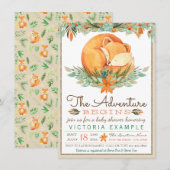 Woodland Fox Herfst Autumn Baby Shower Uitnodiging (Voorkant / Achterkant)