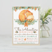 Woodland Fox Herfst Autumn Baby Shower Uitnodiging (Staand voorkant)
