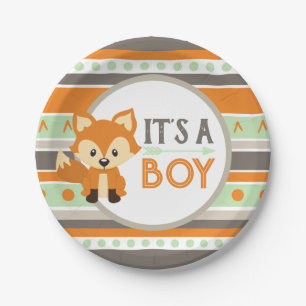 Woodland Fox Het is een jongen Baby shower papiere Papieren Bordje
