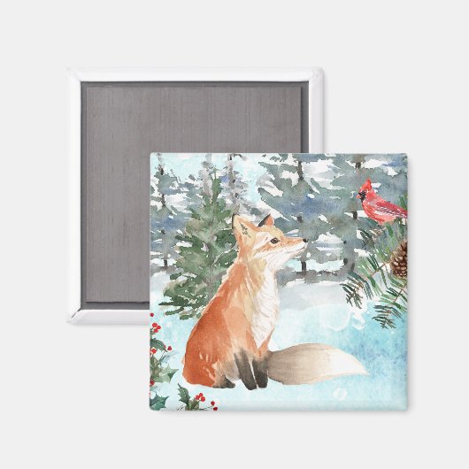 Woodland Fox Holiday Magneet (Voorkant / Achterkant)