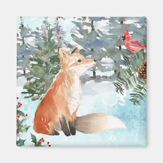 Woodland Fox Holiday Magneet (Voorkant)
