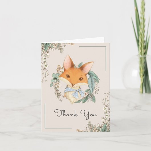 Woodland Fox Illustration Baby shower Dank u Bedankkaart (Voorkant)