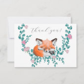 Woodland Fox in Bloom - Baby shower dank u Bedankkaart (Voorkant)