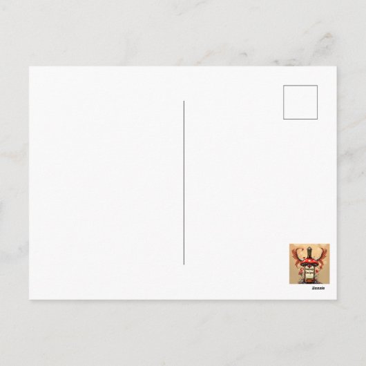 Woodland fox in Christmas hat holiday postcard Feestdagenkaart (Achterkant)