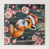 Woodland fox in Christmas hat jigsaw puzzle Legpuzzel (Horizontaal)