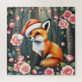 Woodland fox in Christmas hat jigsaw puzzle Legpuzzel (Verticaal)