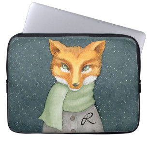 Woodland Fox in de winter met Monogram Laptop Sleeve