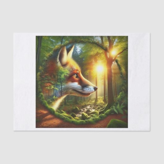 Woodland Fox in het bos Decoupage Paper Tissuepapier (Voorkant)