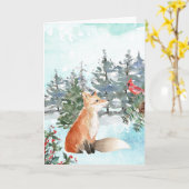 Woodland Fox kerstkaart Kaart (Gele Bloem)