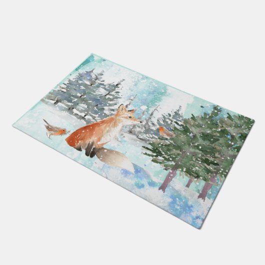 Woodland Fox Kerstmis Deurmat (Schuin)