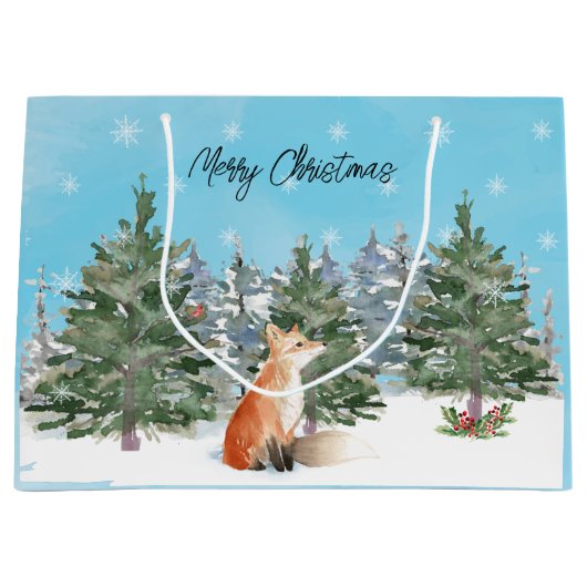 Woodland Fox Kerstmis Groot Cadeauzakje (Voorkant)