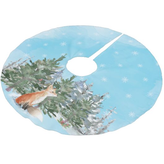 Woodland Fox Kerstmis Kerstboom Rok (Gekanteld)