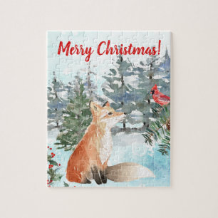 Woodland Fox Kerstmis Legpuzzel