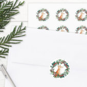 Woodland Fox Kerstmis Ronde Sticker