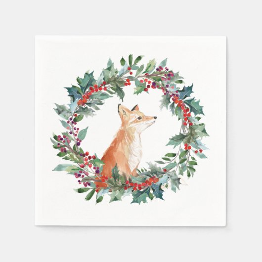 Woodland Fox Kerstmis Servet (Voorkant)