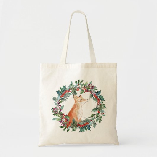 Woodland Fox Kerstmis Tote Bag (Voorkant)