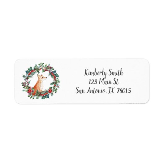 Woodland Fox kerstterugzendlabel Etiket (Voorkant)