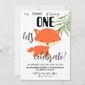 Woodland Fox Let's Celebrate Kind's Birthday Party Kaart (Voorkant)