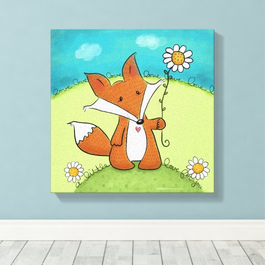 Woodland Fox Little Love voor jou Canvas Afdruk (Insitu (Houten vloer))