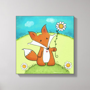 Woodland Fox Little Love voor jou Canvas Afdruk